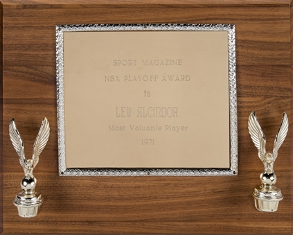 1971 Sport Magazine NBA Playoff Award Presented To MVP Lew Alcindor (Abdul-Jabbar LOA)